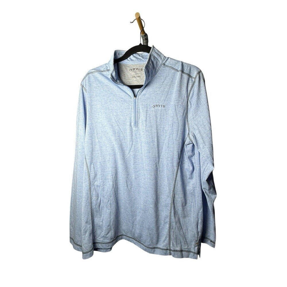 Orvis 1/4 Zip Pullover LS Shirts Blue + Green Size Medium Lot Of 2 - Read